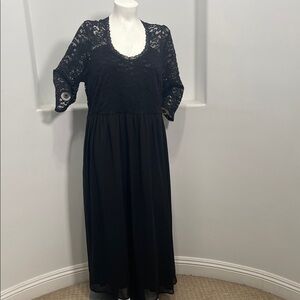 Nemidor Black Lace Bodice Maxi Dress - Elegant Evening Dress Size 24
